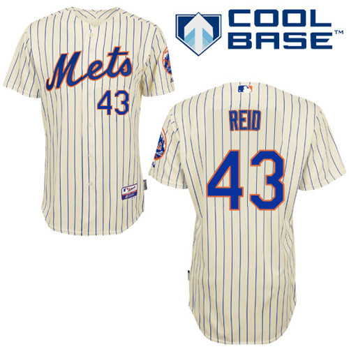 Ryan Reid #43 MLB Jersey-New York Mets Men's Authentic Home White Cool Base Baseball Jersey